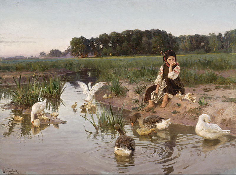 Nikolas Kornilievich Bodarevsky Ukrainian Girl Tending Geese